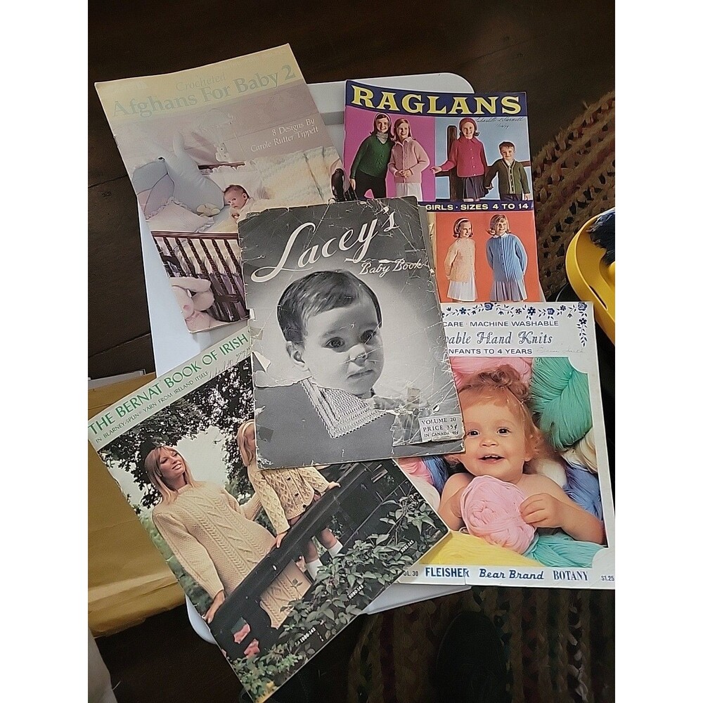 Vtg "How to" CROCHET KNIT LOT 1940s To Modern Baby Child Irish Knit Lacey's